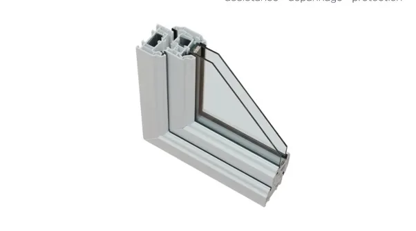 Vue en coupe d'une fenêtre PVC à double vitrage