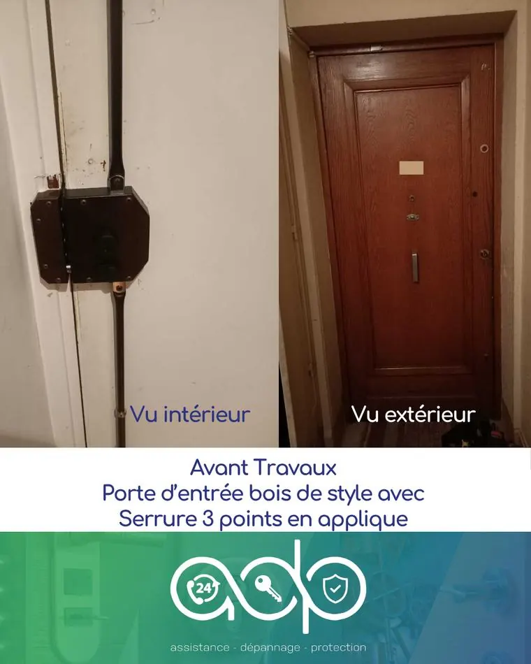 Porte bois et serrure 3 points en applique — ADP Habitat, réalisation à Lyon