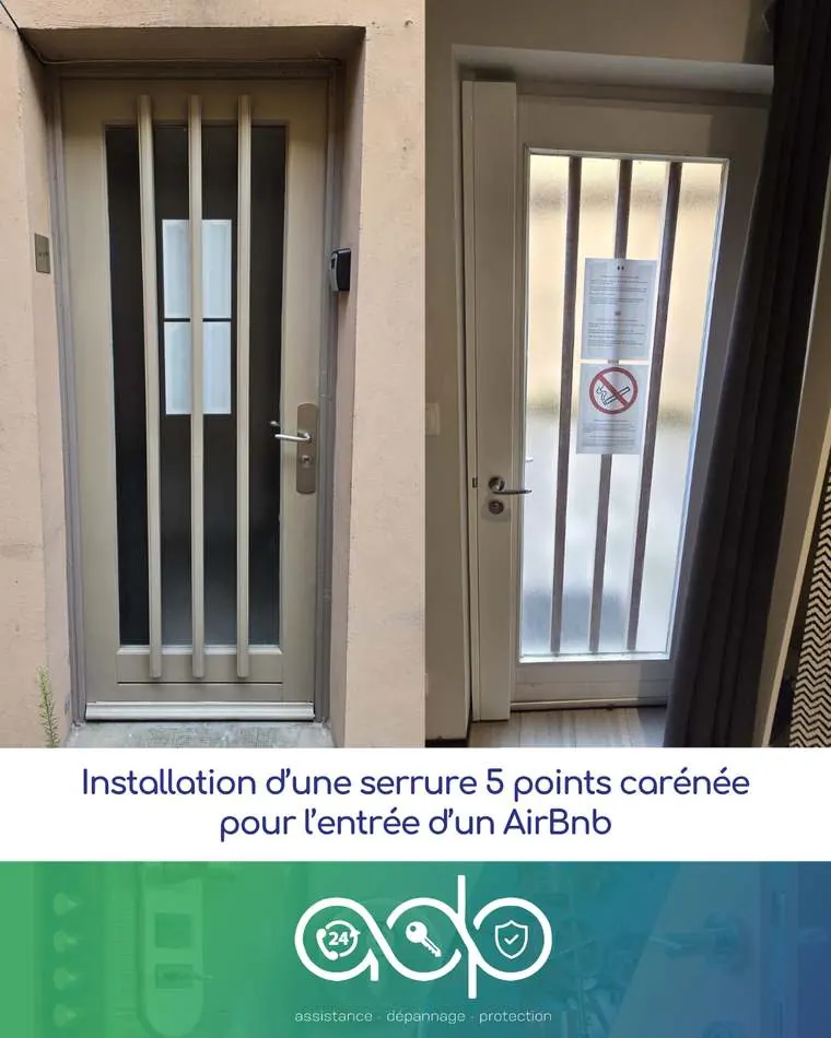 Serrure 5 points carénée sur entrée d'appartement — ADP Habitat, réalisation à Lyon
