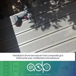 Terrasse composite gris anthracite — ADP Habitat, réalisation à Lyon