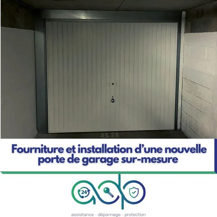 Porte de garage basculante posée en sous-sol — ADP Habitat, réalisation à Lyon